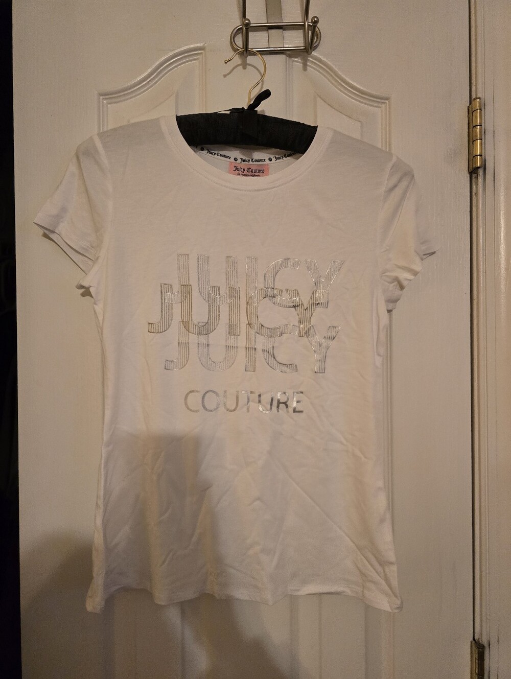 Juicy Couture NWT White Metallic Logo Graphic T-Shirt - Size M